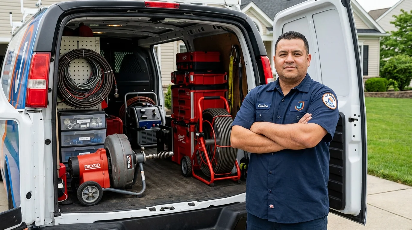 Professional drain cleaning equipment and Johns Plumbing LLC plumber in Ashdown