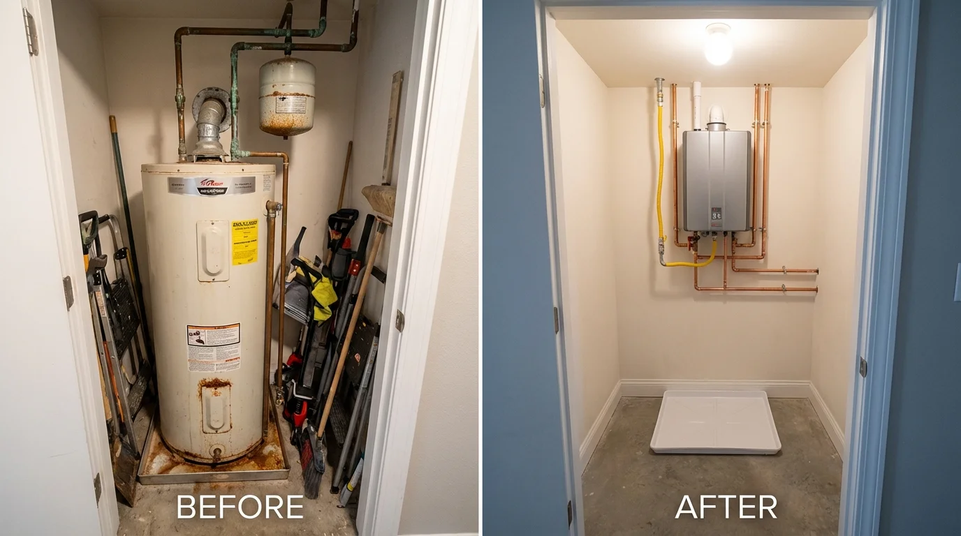 Tank water heater versus wall-mounted tankless unit comparison for Ashdown, AR homeowners